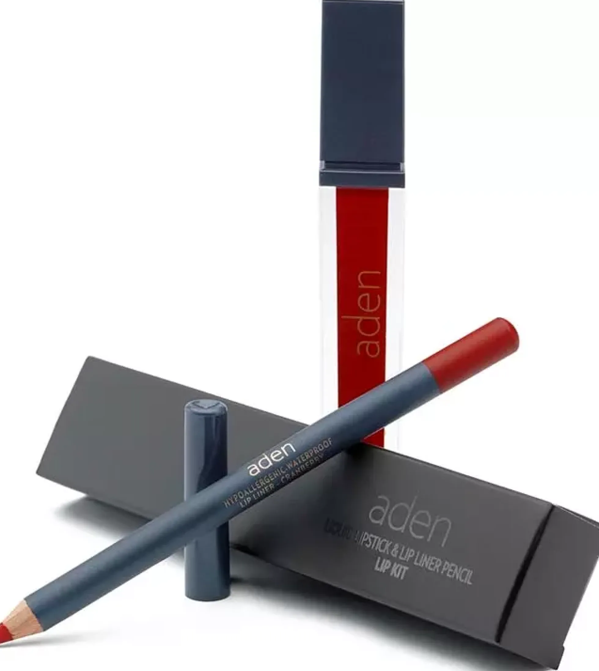 Aden Liquid Lipstick + Lipliner Pencil Set Shell 05