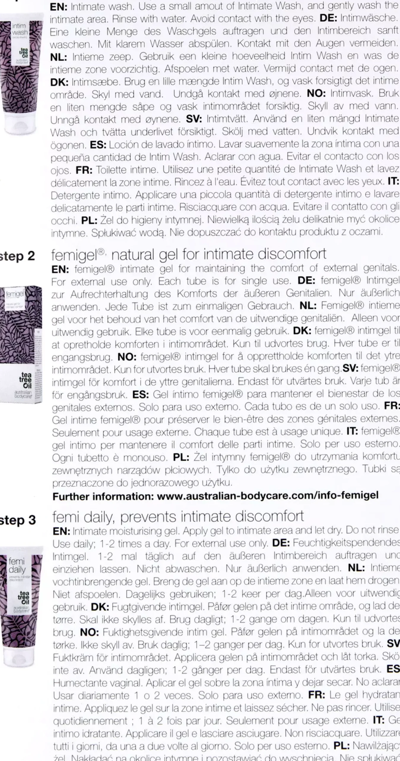 Australian Bodycare 3 Intimate products - against intimate discomfort
