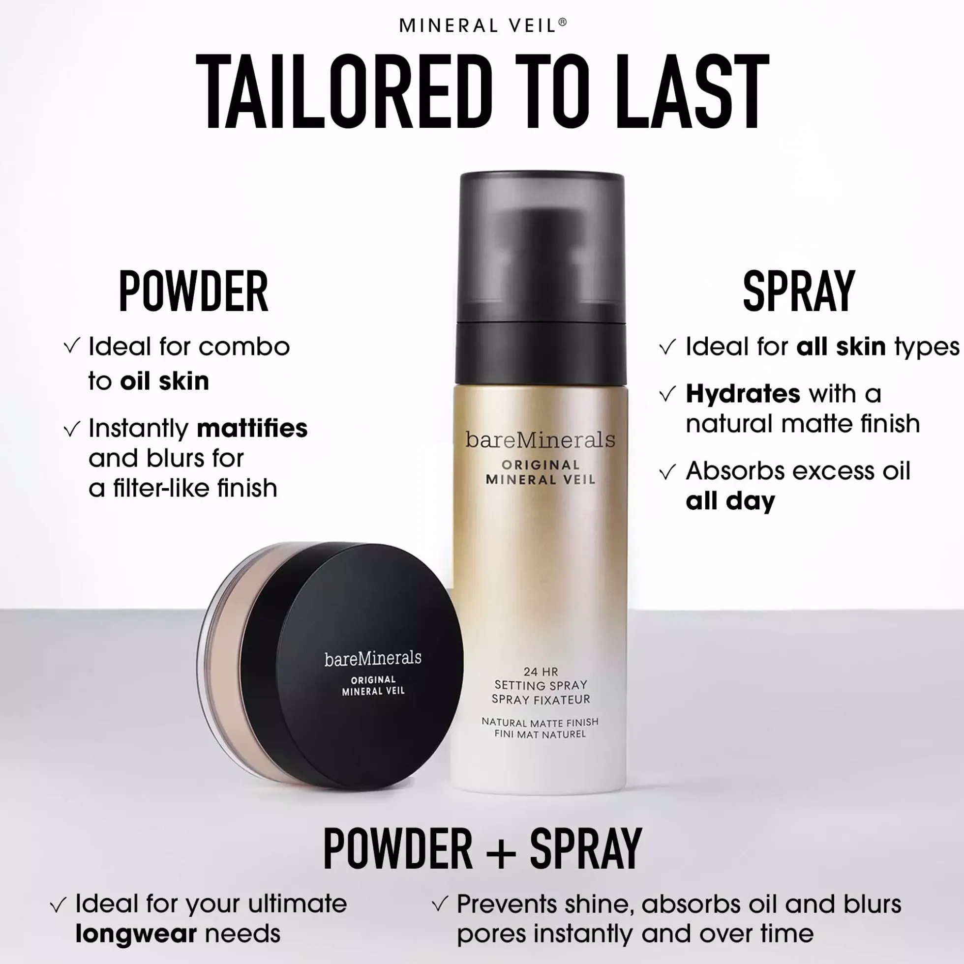 bareMineralsORIGINAL Mineral Veil 24HR Natural Matte Setting Spray 100 ml