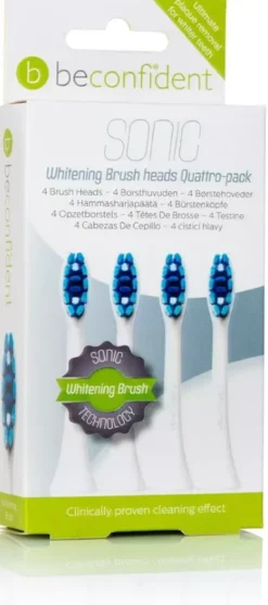 Beconfident Whitening Sonic 4-pack tootbrush heads white