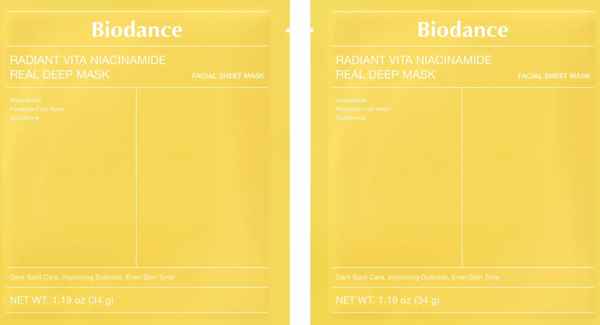 Biodance Radiant Vita Niacinamide Real Deep Mask x 2