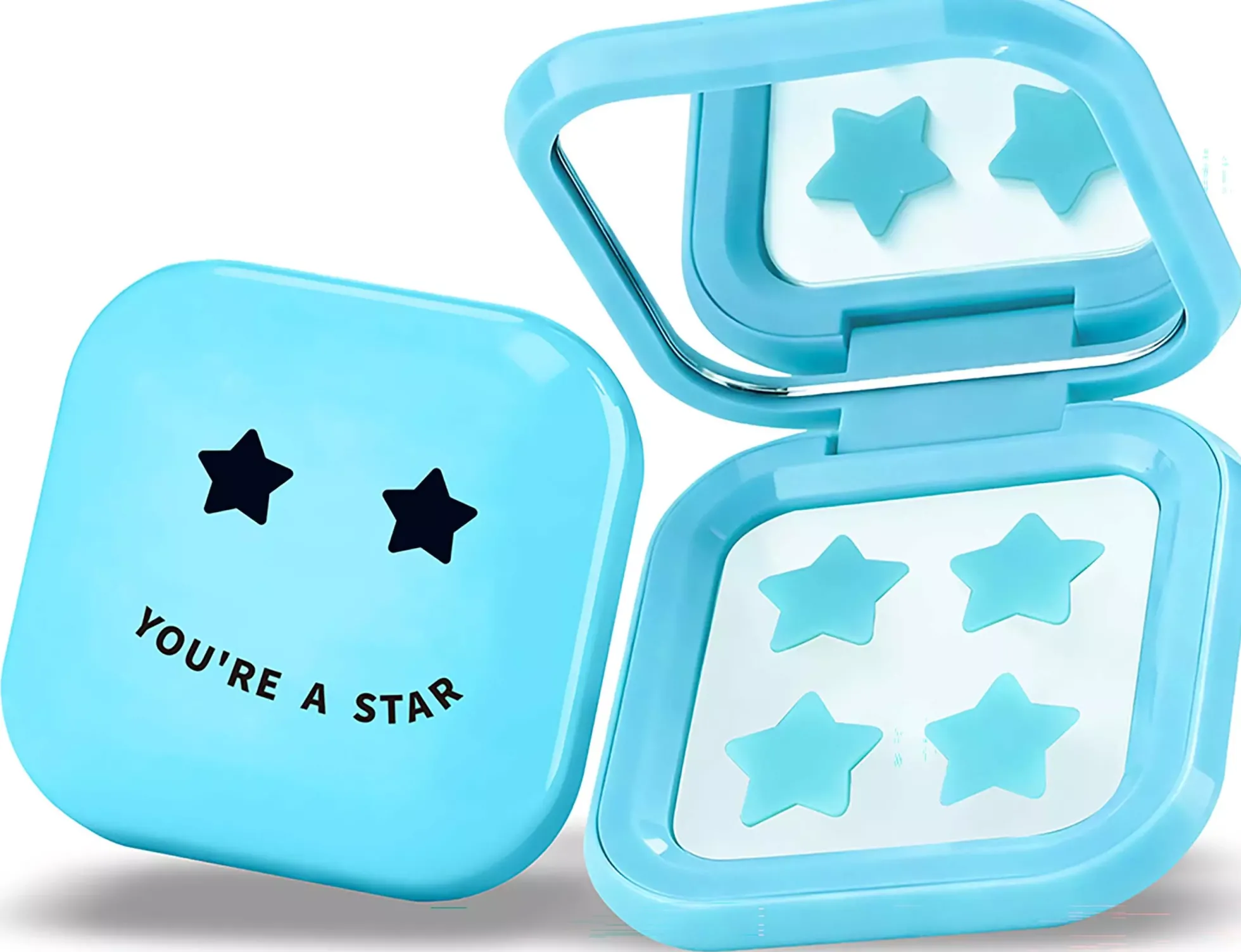 Biovène PIMPLE STAR PATCHES & MIRROR CASE Blue Pimple Patches - Anti-Blemish Stars in portable mirror case, 32 patches 4 g
