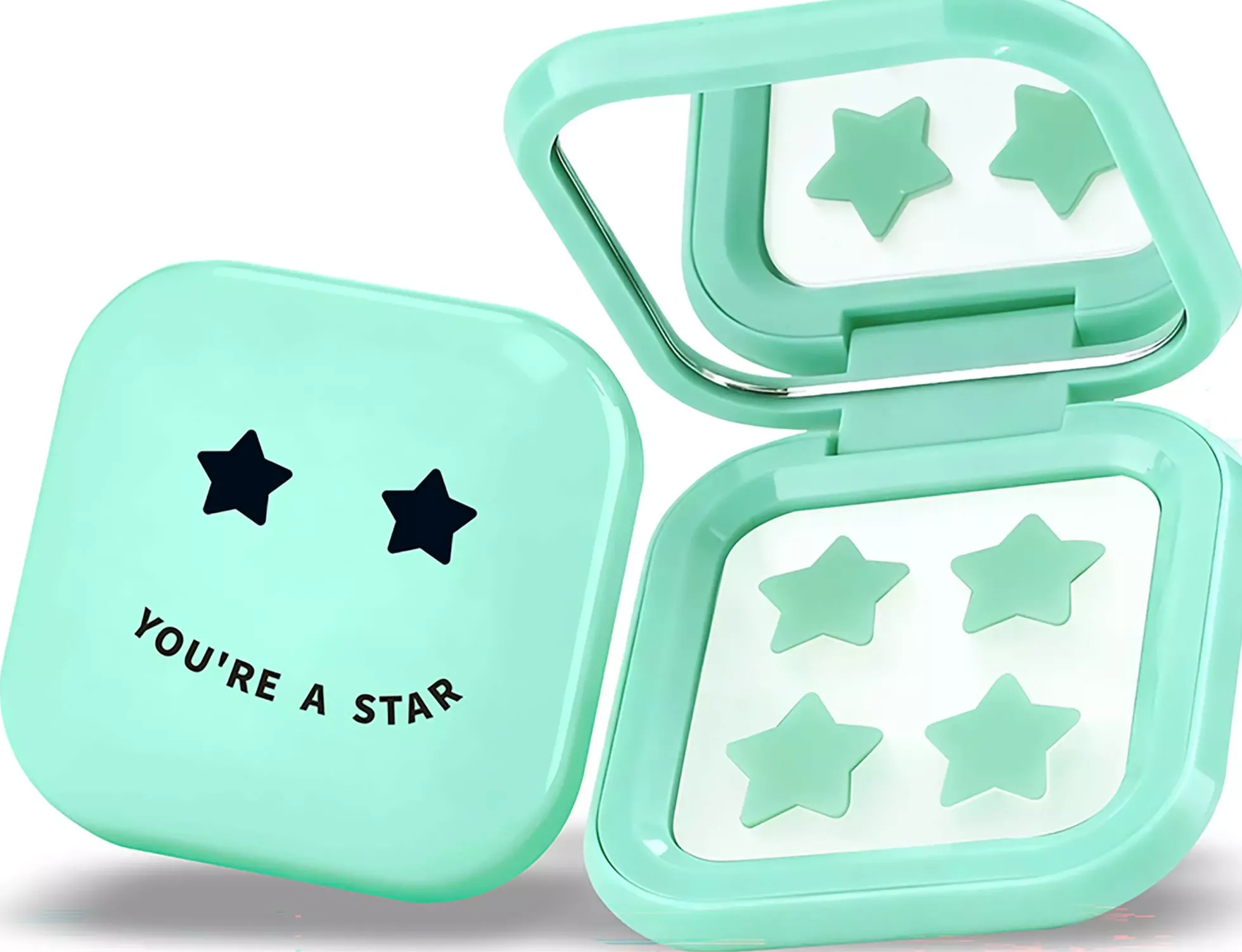 Biovène PIMPLE STAR PATCHES & MIRROR CASE Green Pimple Patches - Anti-Blemish Stars in portable mirror case, 32 patches 4 g