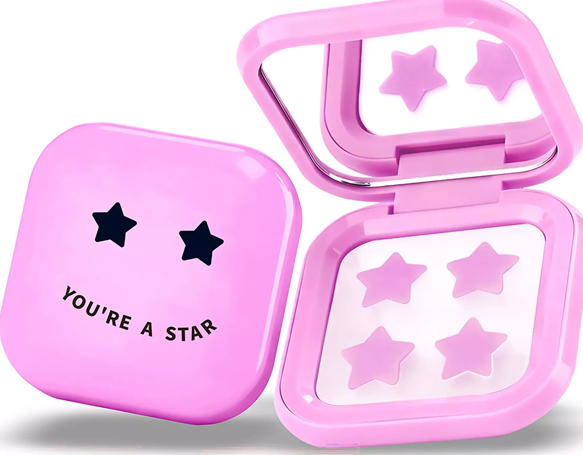 Biovène PIMPLE STAR PATCHES & MIRROR CASE Pink Pimple Patches - Anti-Blemish Stars in portable mirror case, 32 patches 4 g