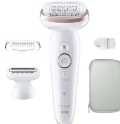 Braun Silk-épil 9 Epilator For Easy Hair Removal Lasting Smooth Skin 9-030 White/Flamingo