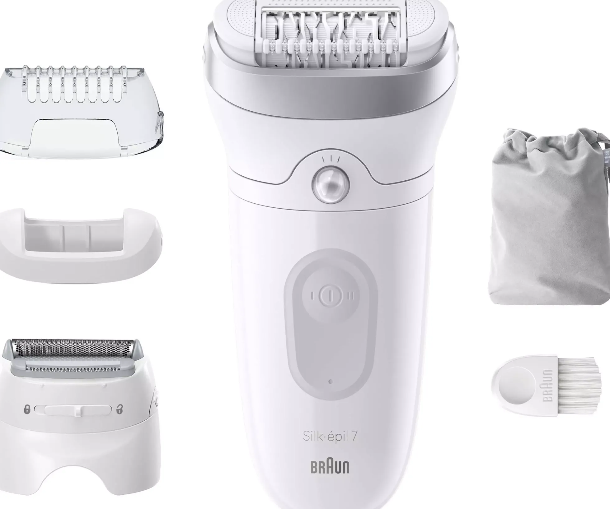 Braun Silk-épil 7 Epilator For Easy Hair Removal Lasting Smooth Skin 7-041 White/Silver