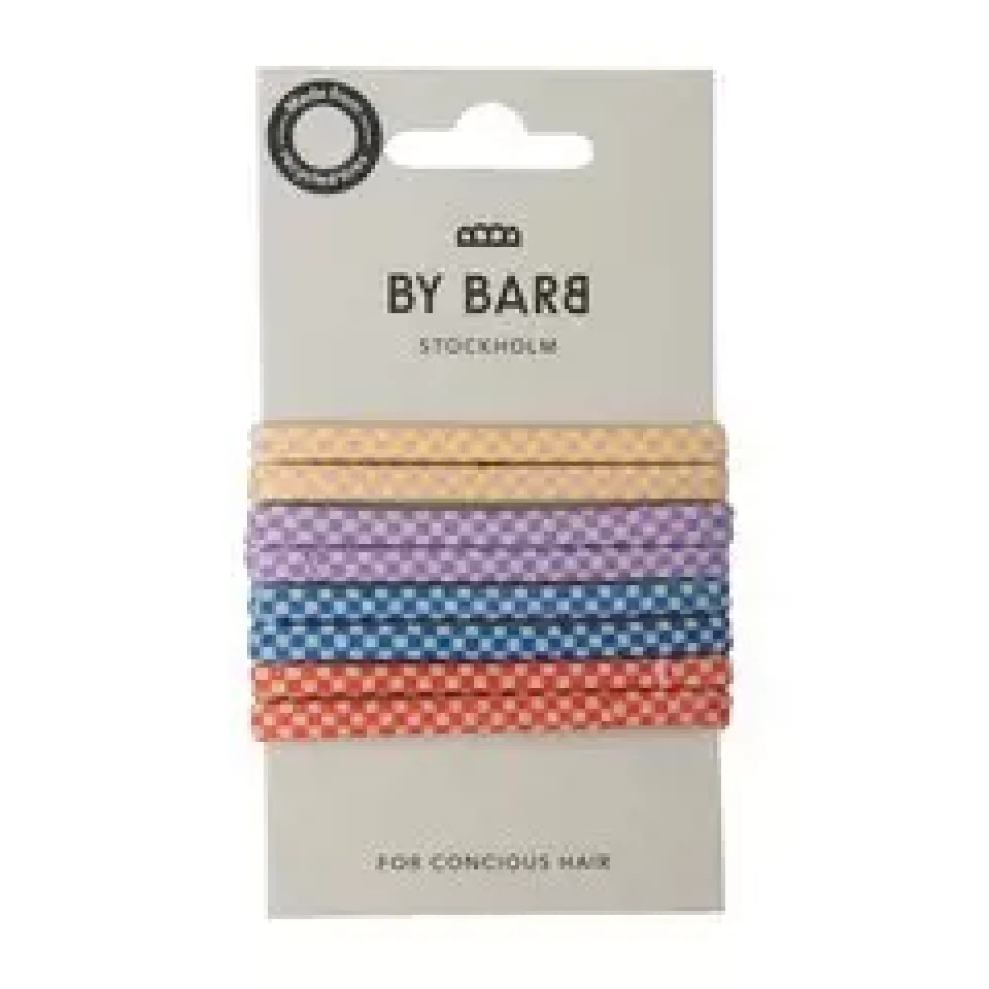 ByBarb Hair ties multicoloured 8-pack, recycled material squared pattern