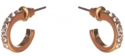 Dazzling Earrings Col Small Creole W Clear Crystals Gold