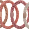 Dazzling Hair Ties 4-Pack Woven Beige/Pink