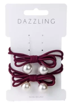 DazzlingHår 2-pack rosett vinröd