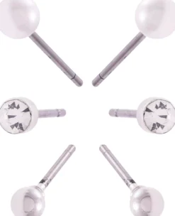 Dazzling J14 Earring Col 3-Pack W Bead Silver
