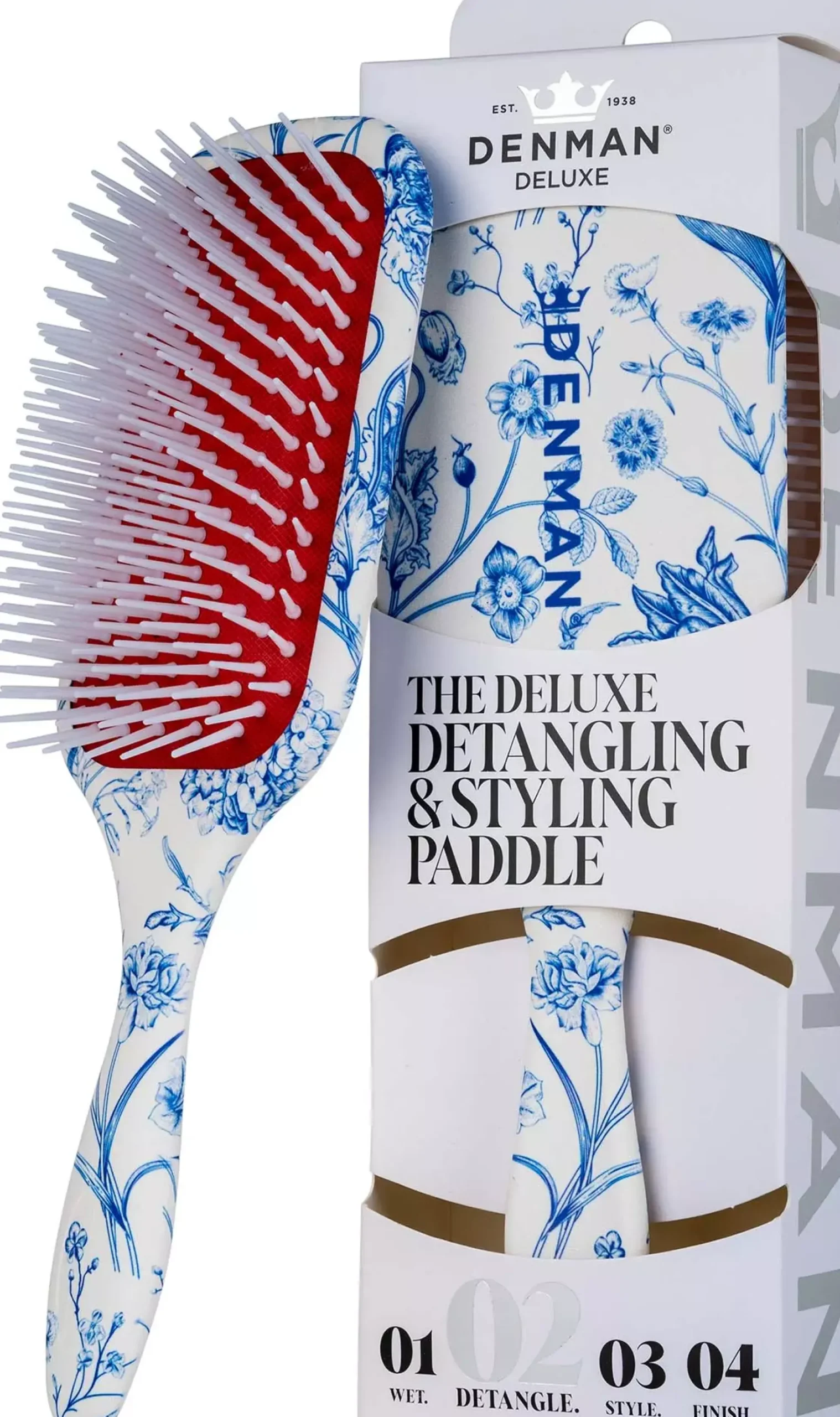Denman Deluxe D38 Power Paddle Brush Blue Belle