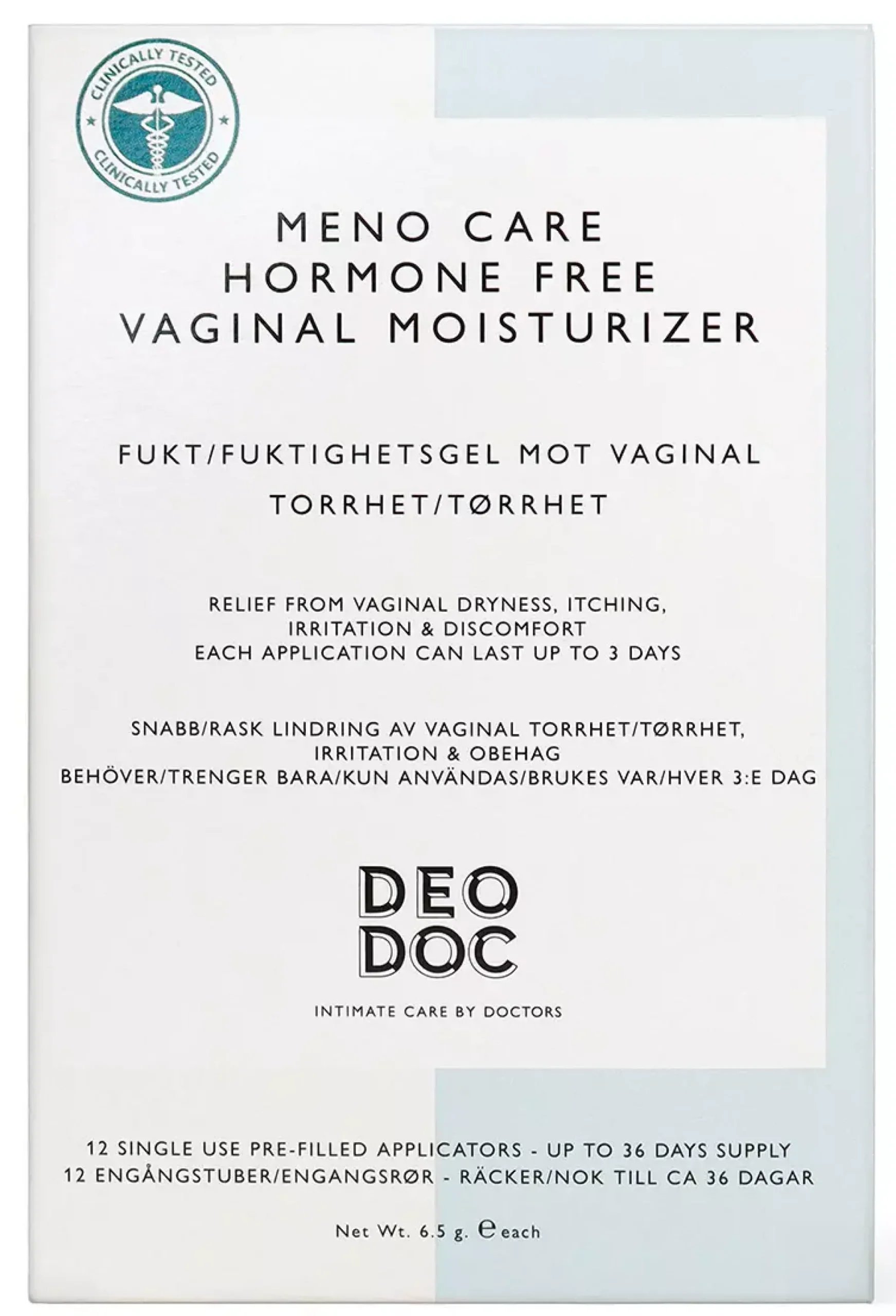 DeoDoc Meno Care Hormone Free Vaginal Moisturizer 12 st
