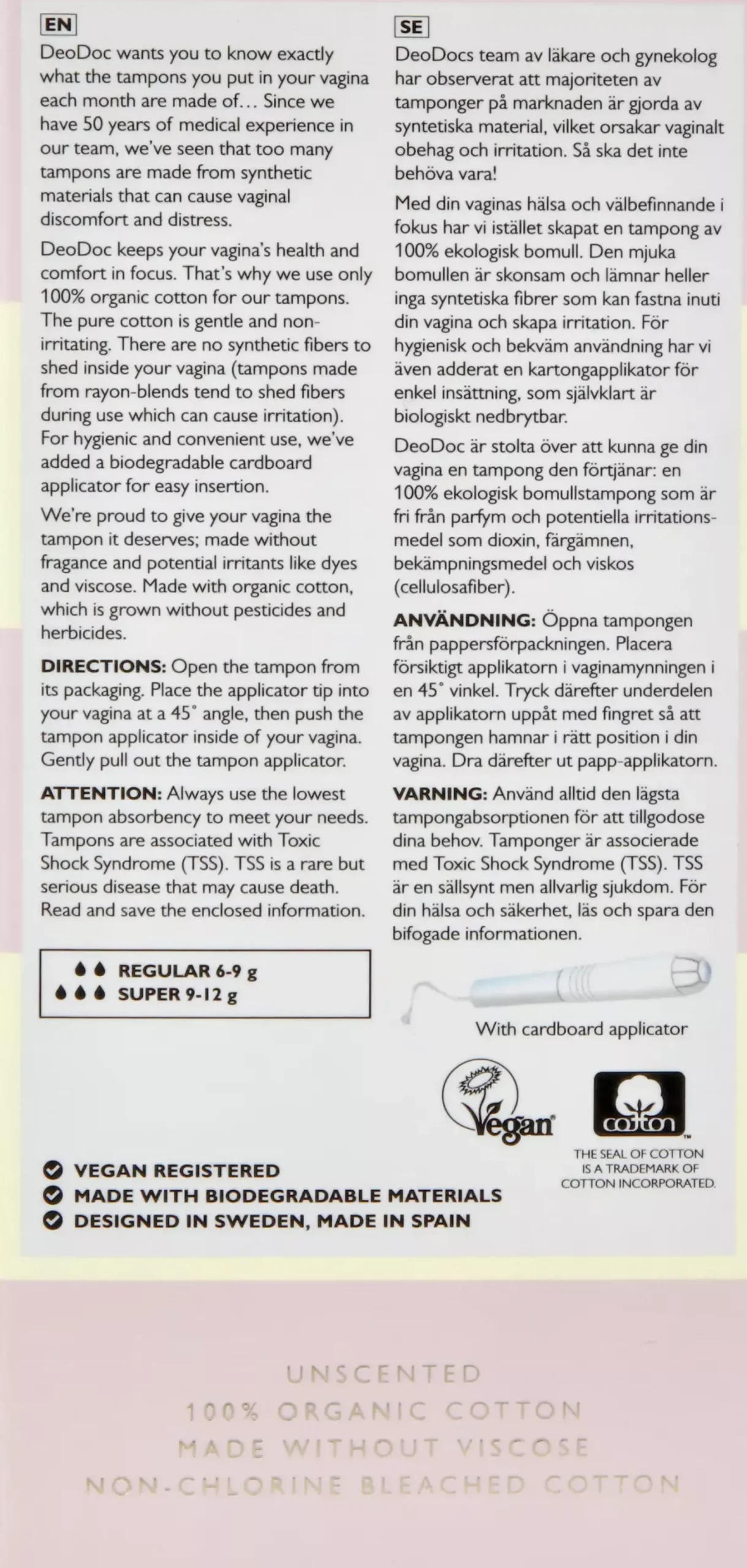 DeoDoc Organic Cotton Tampons Super 2-pack