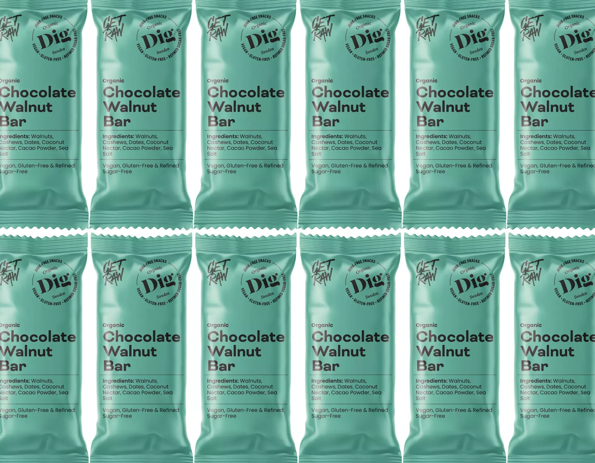 DigGET RAW Organic Chocolate Walnut Bar 12 x 42g