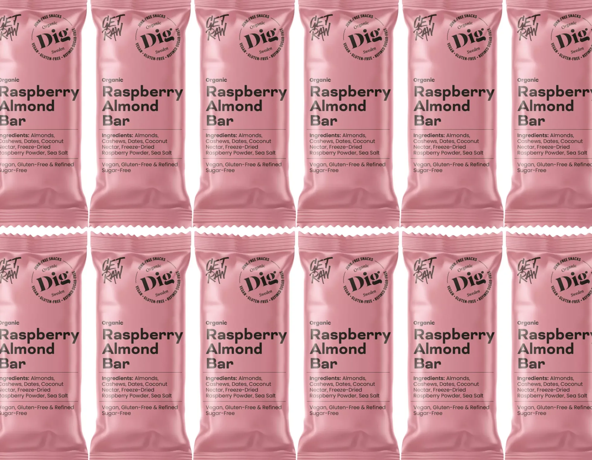 DigGET RAW Organic Raspberry Almond Bar 12 x 42g