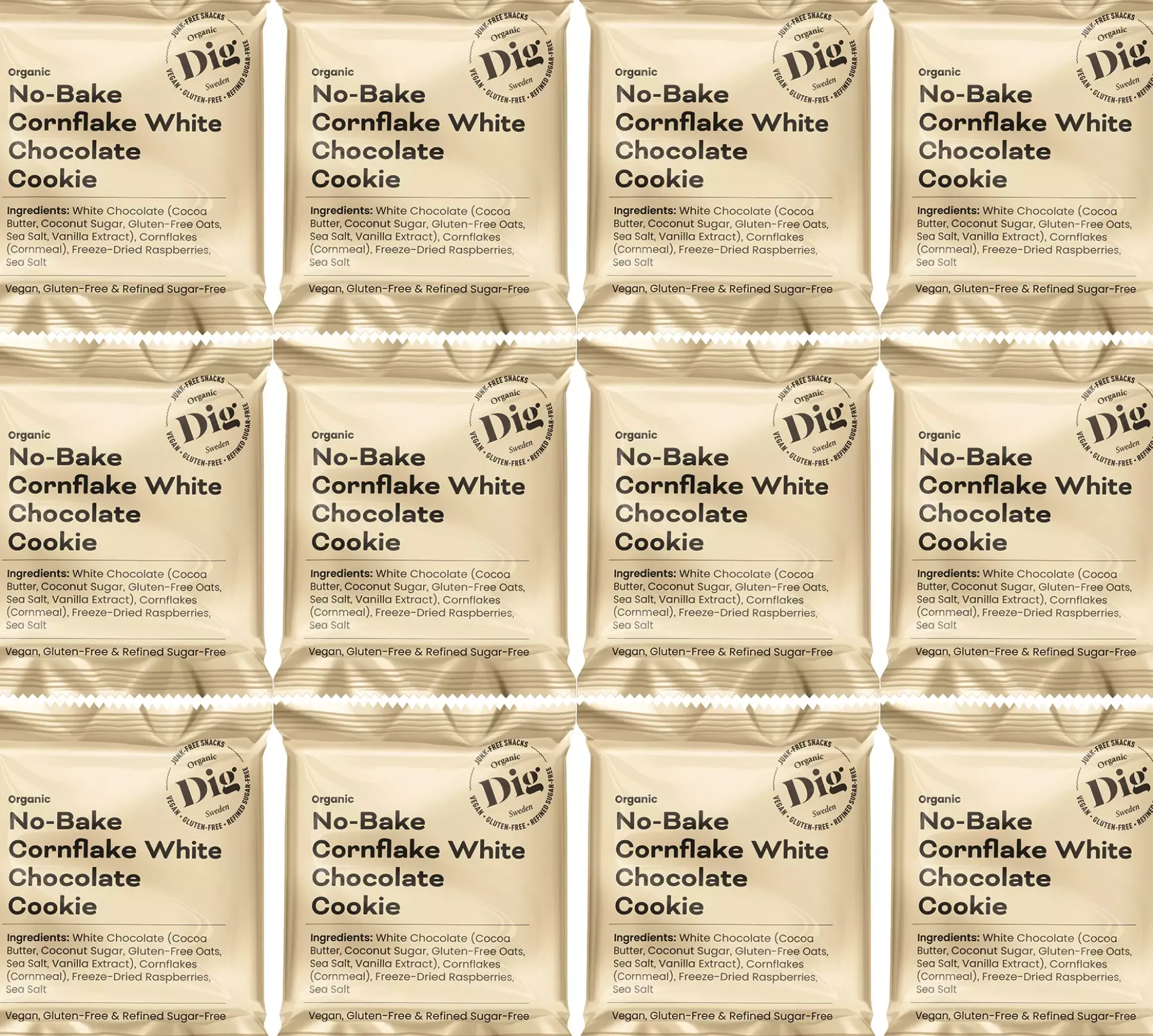 Dig Organic No-Bake Cornflake White Chocolate Cookie 12 x 35g
