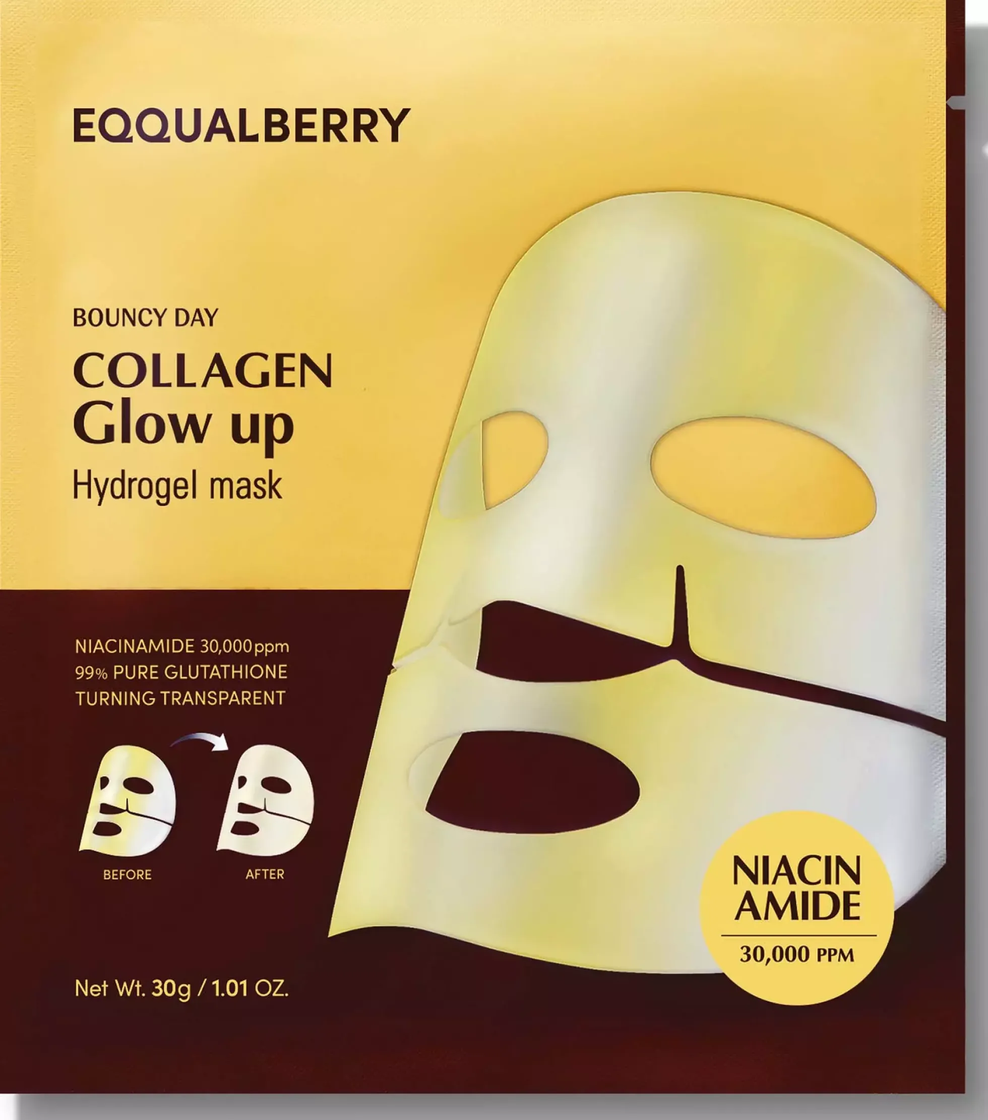 Eqqualberry Collagen Glow Up Hydrogel Mask 4 st
