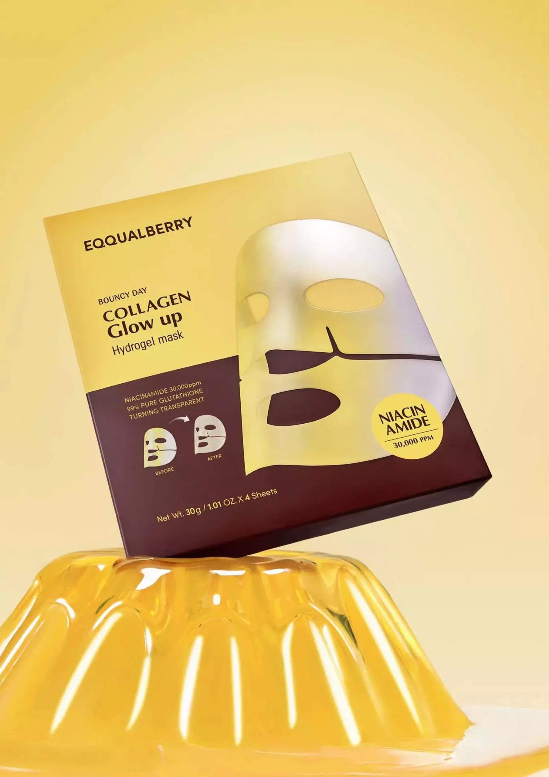 Eqqualberry Collagen Glow Up Hydrogel Mask 4 st
