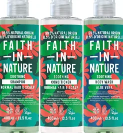 Faith in Nature Bundle Aloe Vera Shampoo 400 ml & Conditioner 400 ml & Body Wash 400 ml