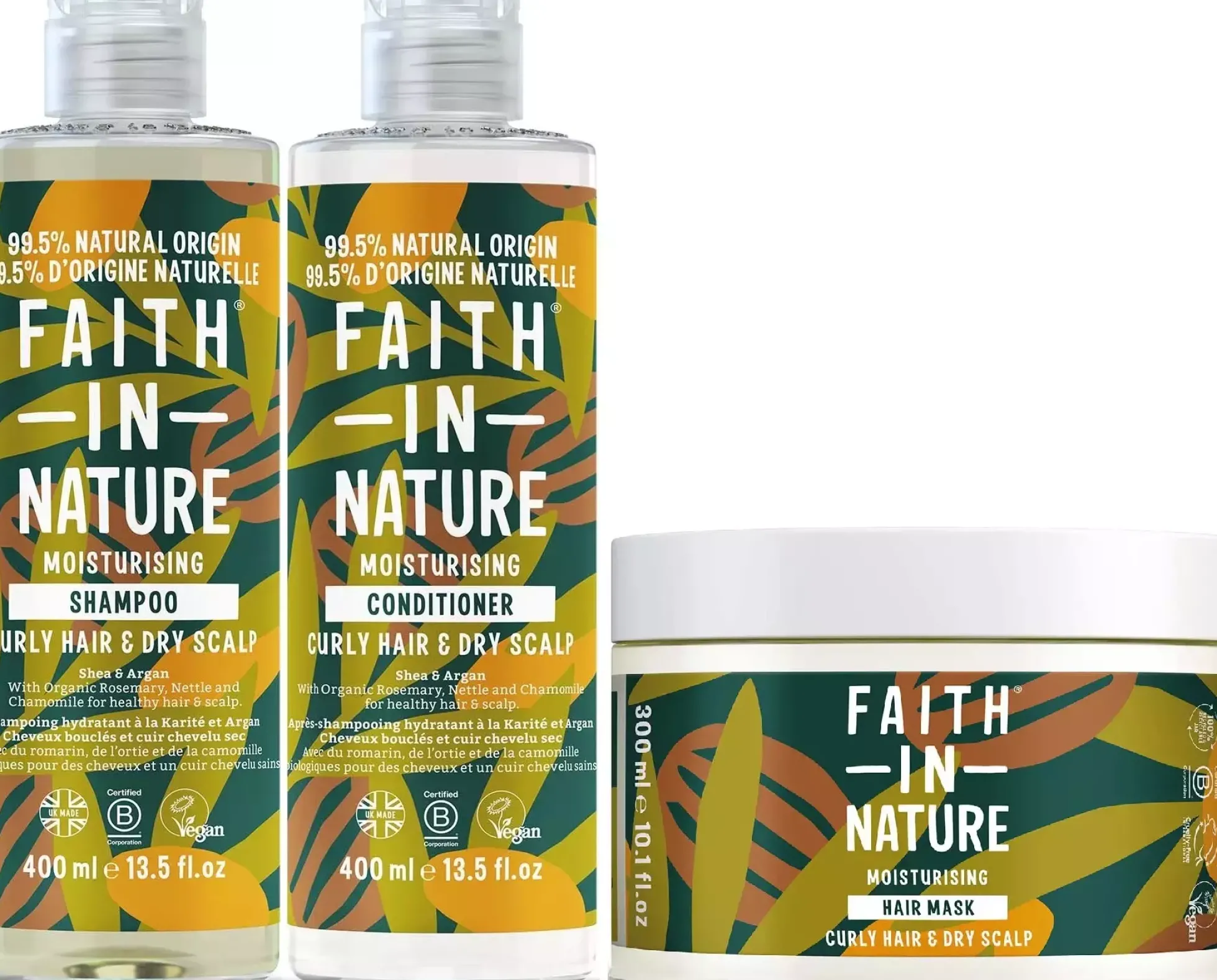 Faith in Nature Bundle Shea & Argan Shampoo 400 ml & Conditioner 400 ml & Hair Mask 300 ml