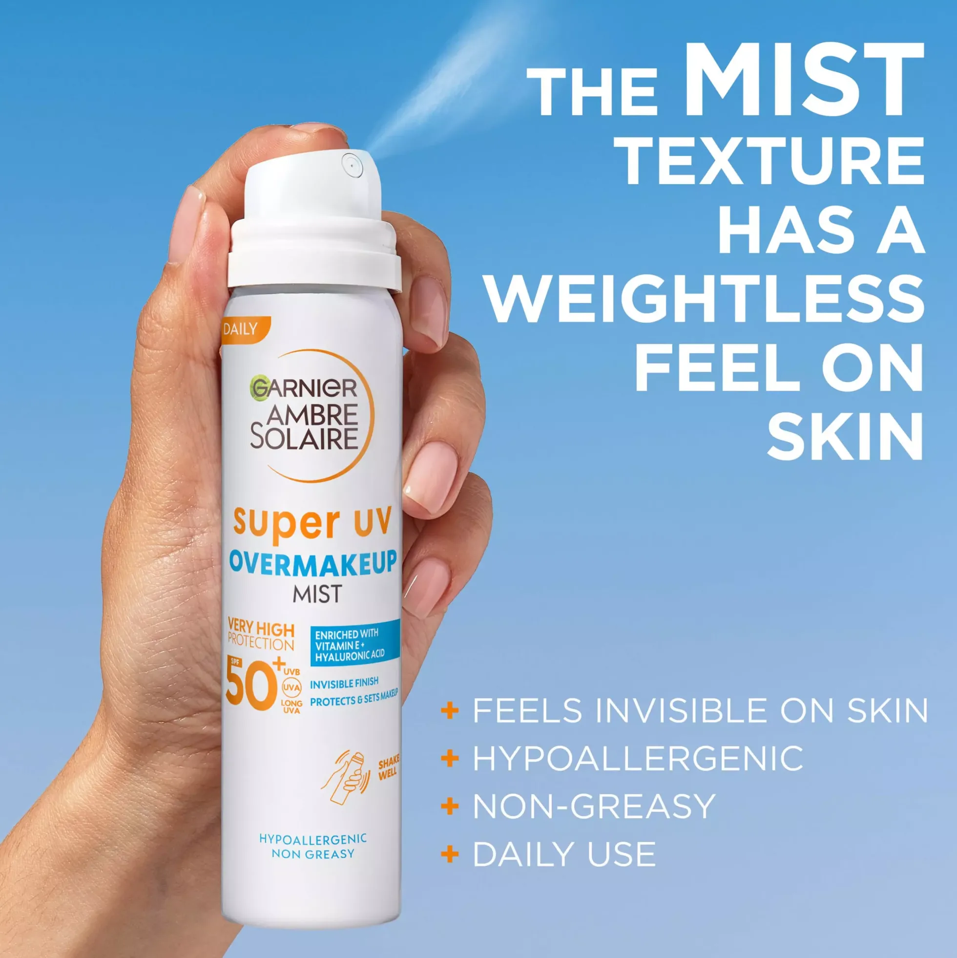 GarnierAmbre Solaire Super UV Over Makeup Mist with Hyaluronic Acid SPF50+ 75 ml