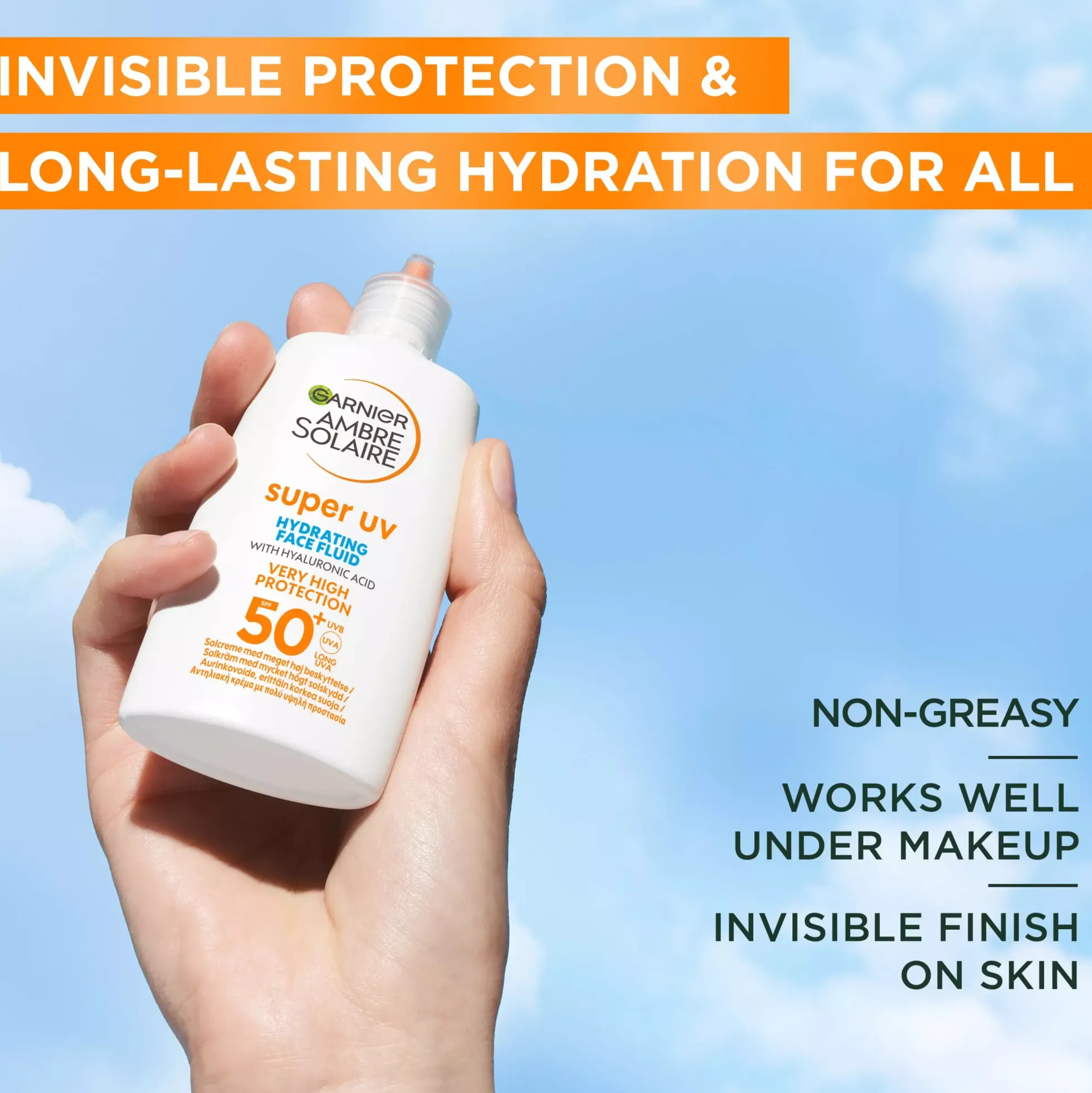 GarnierAmbre Solaire Super UV Hyaluronic Acid Hydrating Fluid SPF50+ for Normal Skin 40 ml