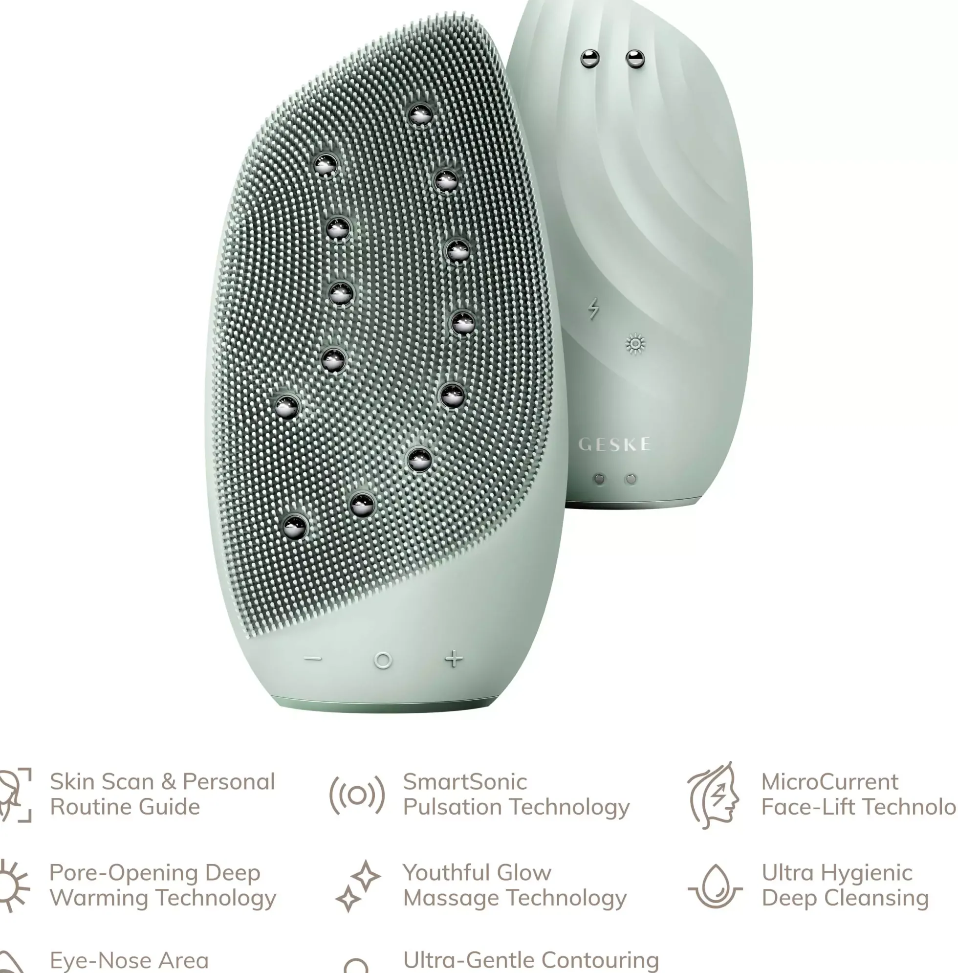Geske8 in 1 Sonic Thermo Facial Brush & Face-Lifter Green