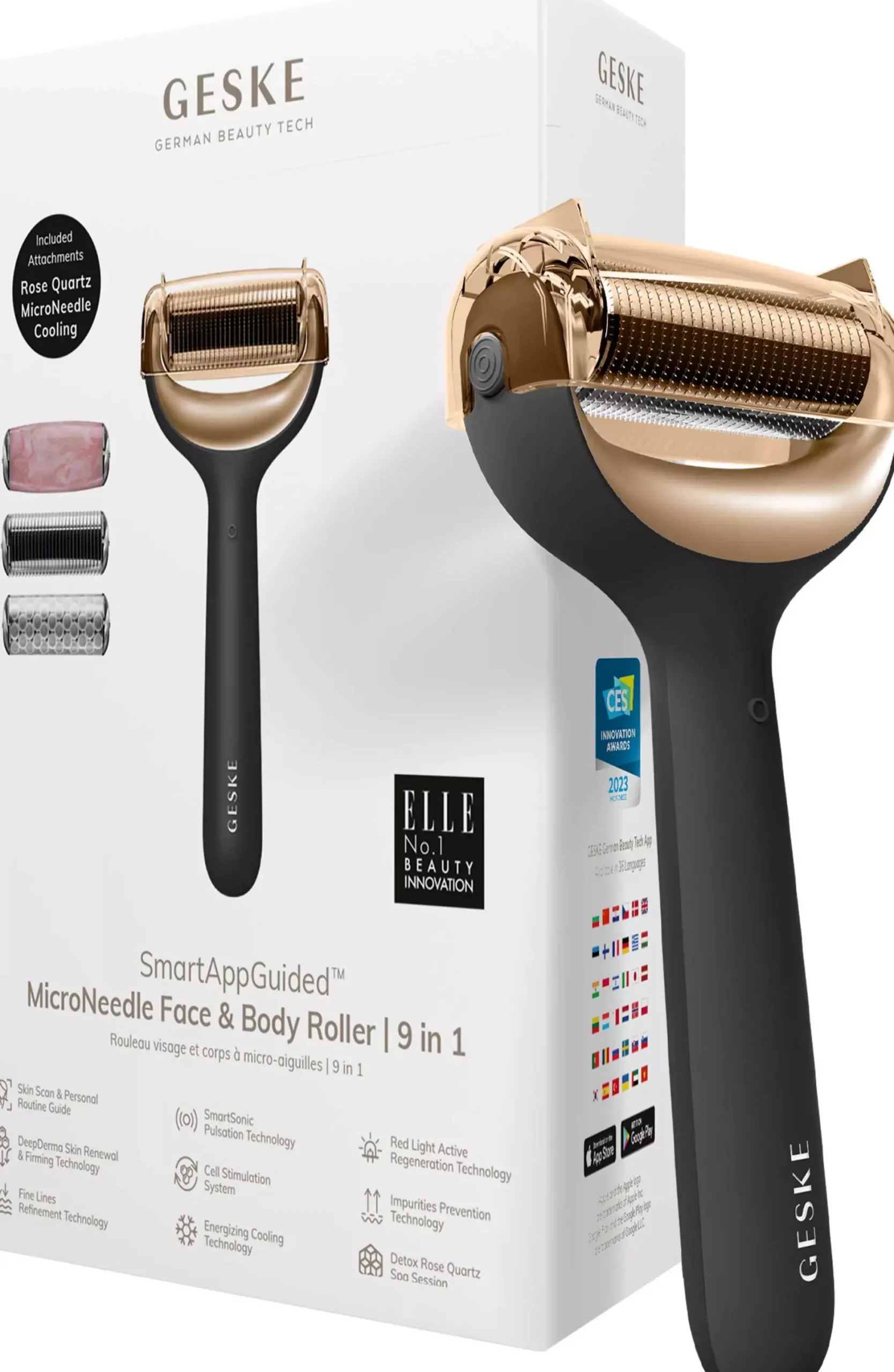 Geske MicroNeedle Face & Body Roller | 9 in 1 Gray