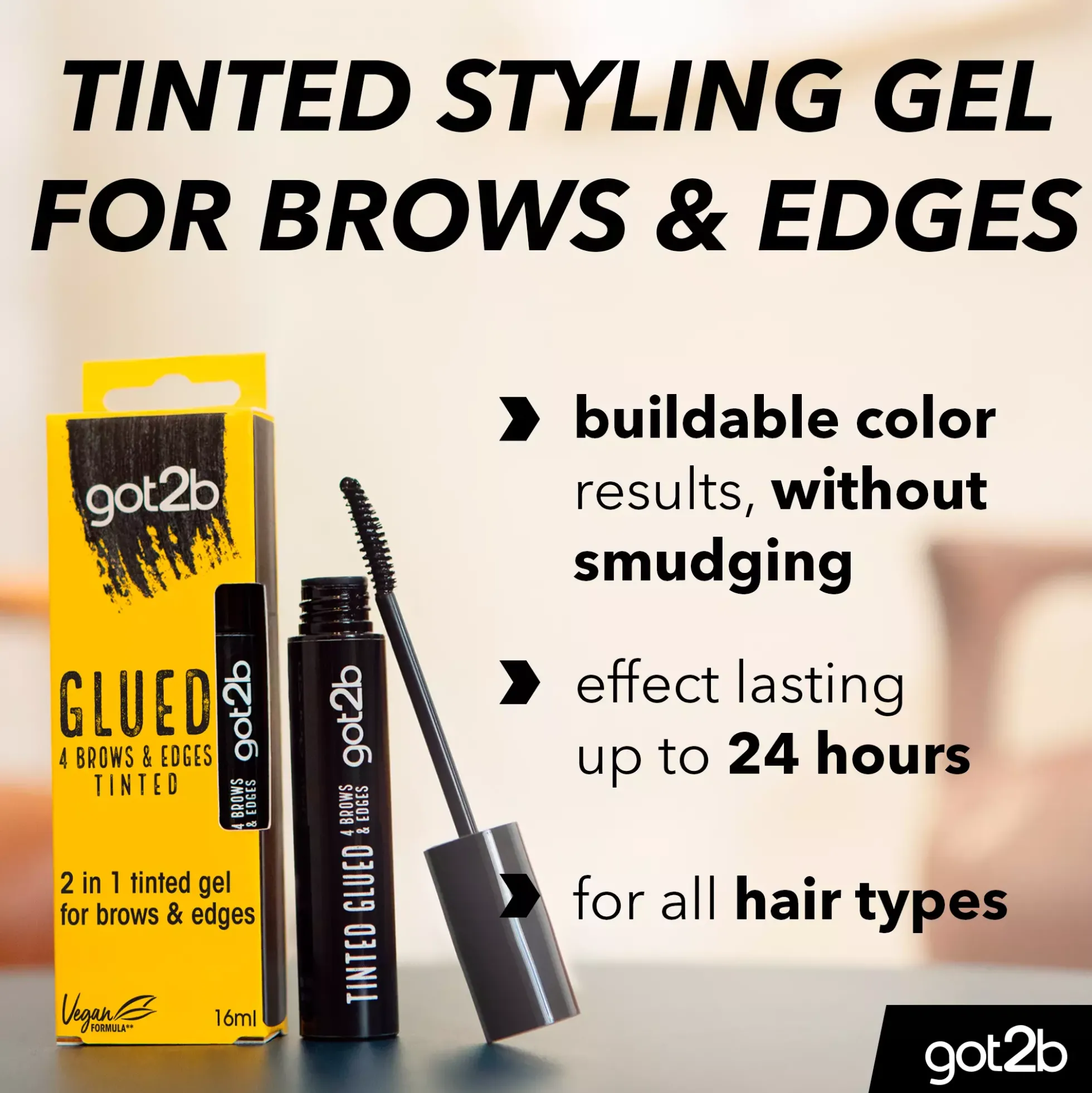 got2b Glued 4 Brows & Edges Tinted Black