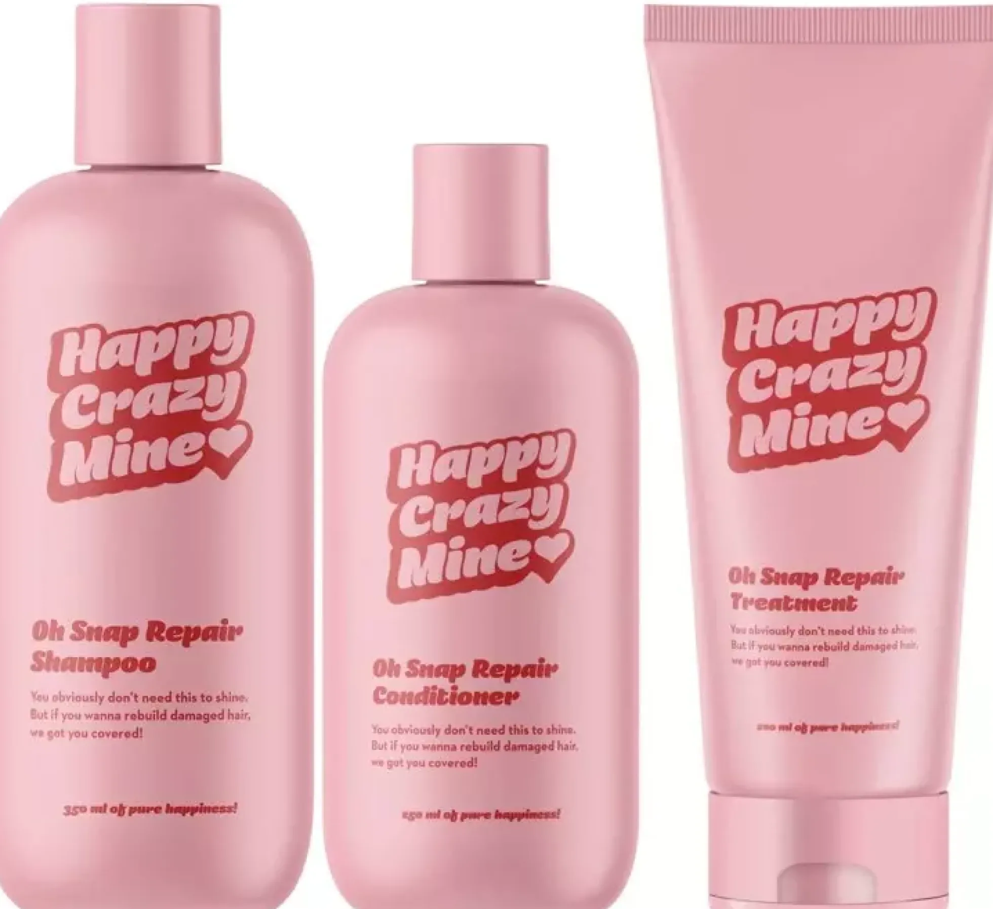 Happy Crazy MineOh Snap Repair Shampoo 350 ml & Conditioner 250 ml & Treatment 200 ml