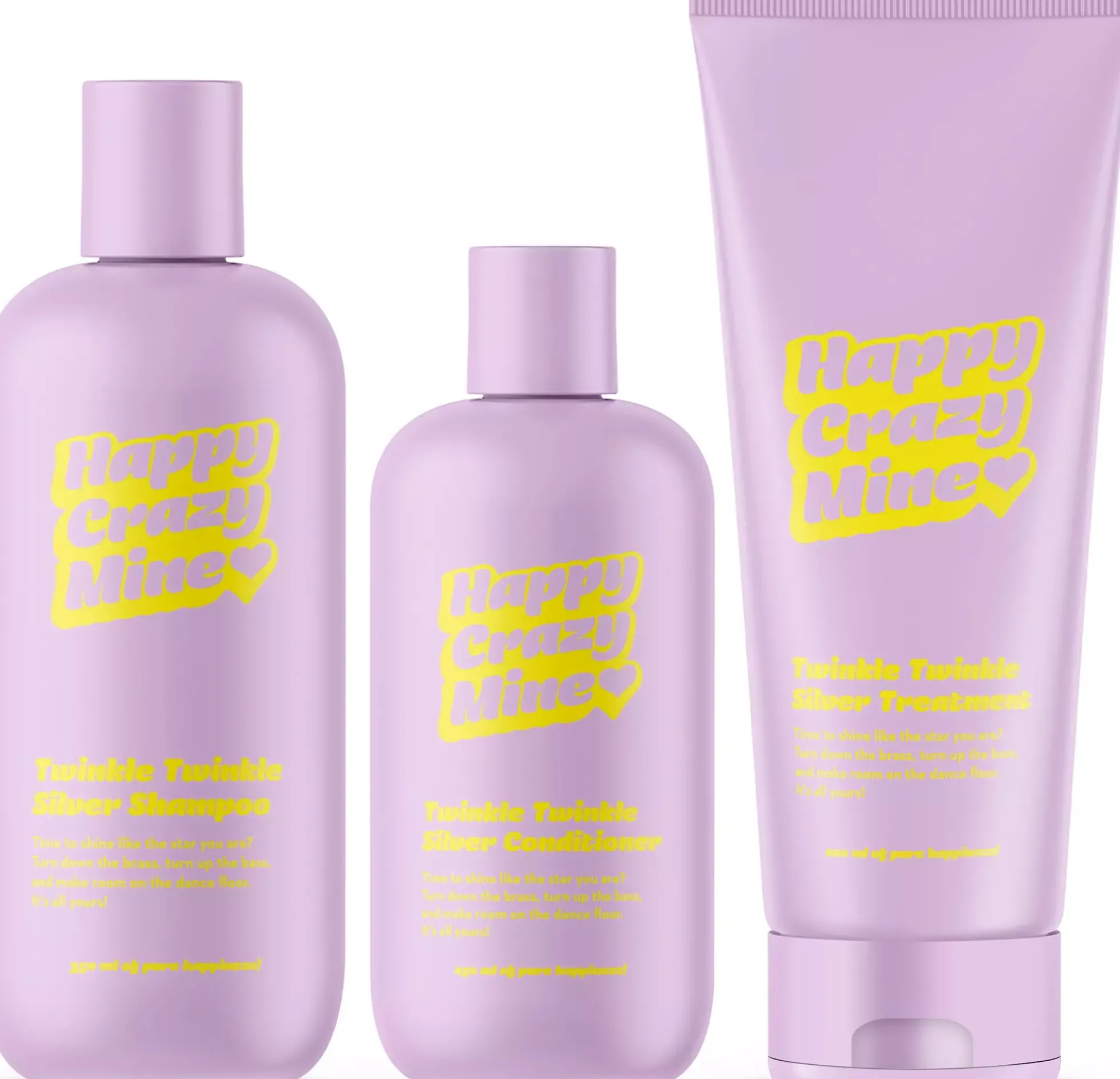 Happy Crazy MineTwinkle Twinkle Silver Shampoo 350 ml & Conditioner 250 ml & Treatment 200 ml