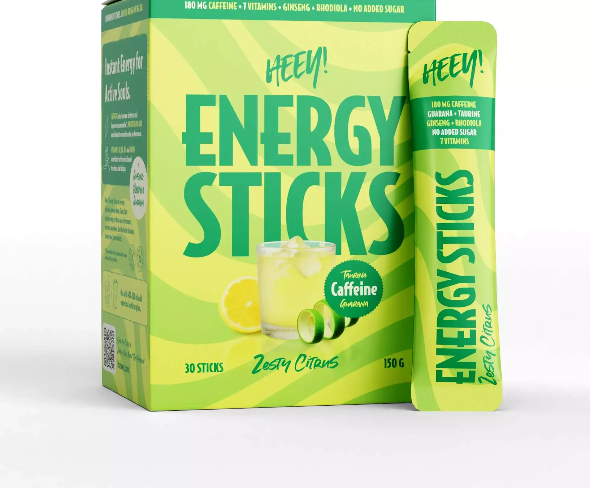 Heey! Energy Sticks Caffeine + Guarana Zesty Citrus 30 st