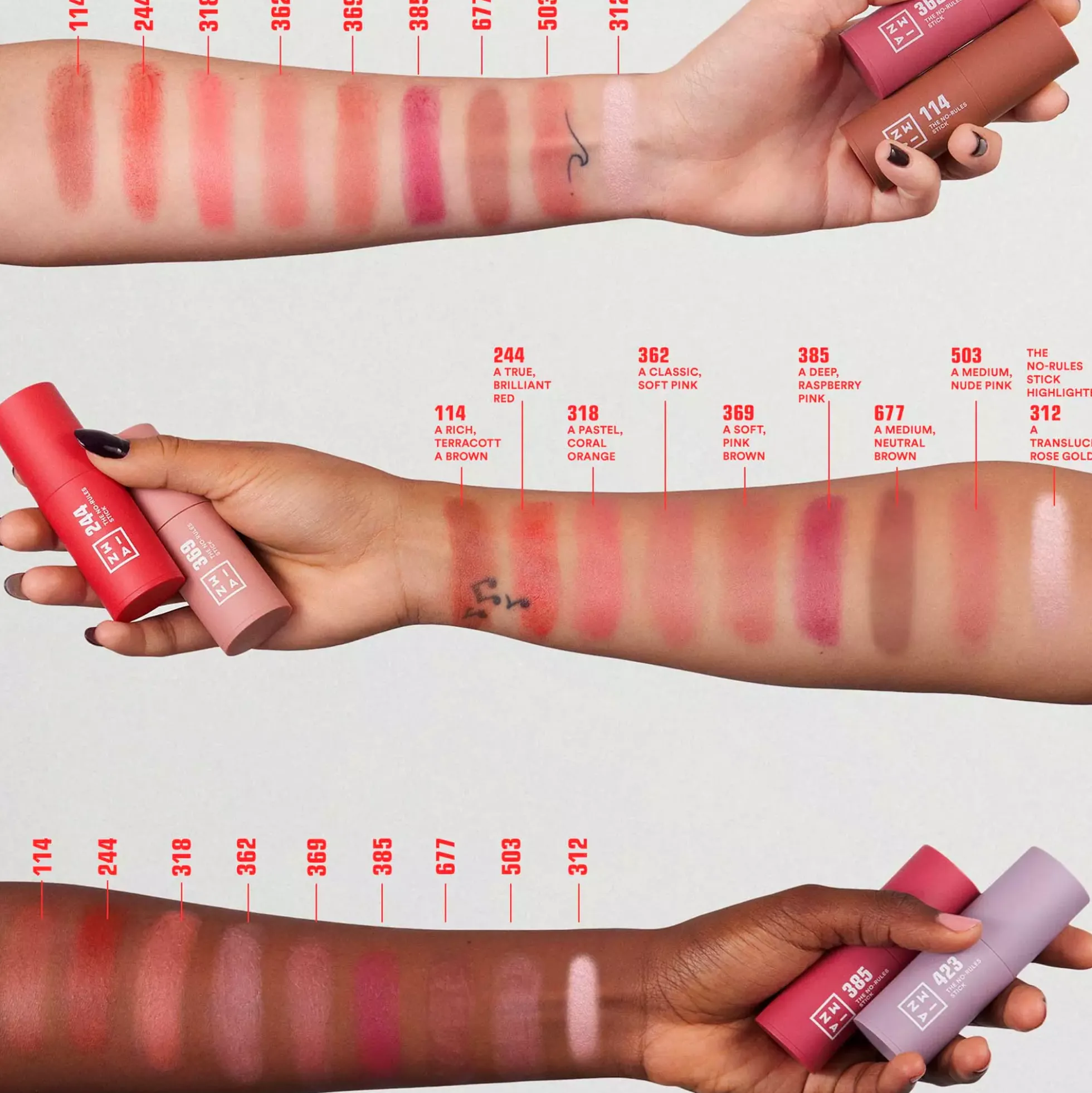 3INA The No-Rules Stick Highlighter 312 Rose Gold
