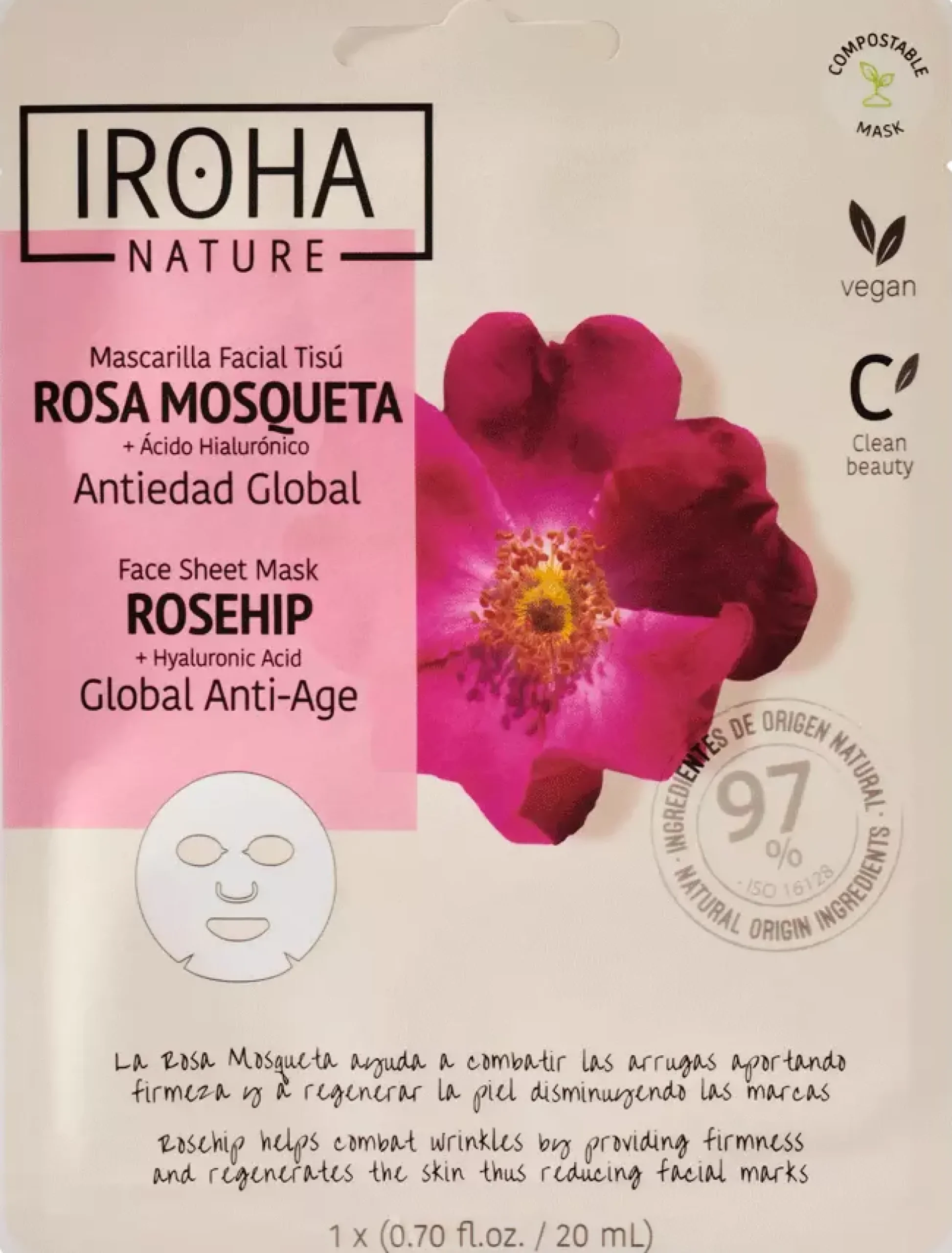 IROHA NATURE Anti-Age Rosehip Face Sheet Mask