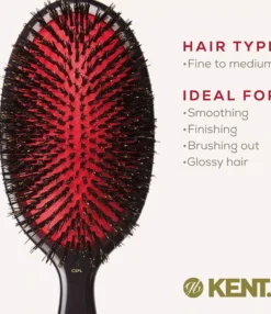 Kent Brushes Classic Shine Large Pure Black Bristle Hairbrush