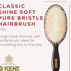 Kent Brushes Classic Shine Large Soft White Pure Bristle Hairbrush
