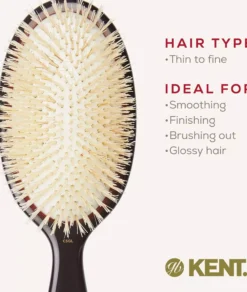 Kent Brushes Classic Shine Large Soft White Pure Bristle Hairbrush