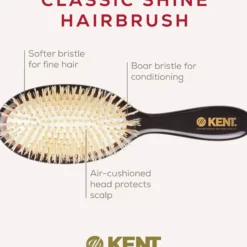 Kent Brushes Classic Shine Small Soft White Pure Bristle Hairbrush