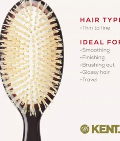 Kent Brushes Classic Shine Small Soft White Pure Bristle Hairbrush