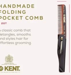 Kent Brushes Handmade Mens Folding Pocket Comb Fine
