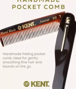Kent Brushes Handmade Mens Folding Pocket Comb Fine