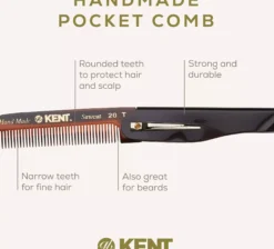 Kent Brushes Handmade Mens Folding Pocket Comb Fine