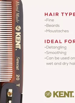 Kent Brushes Handmade Mens Folding Pocket Comb Fine