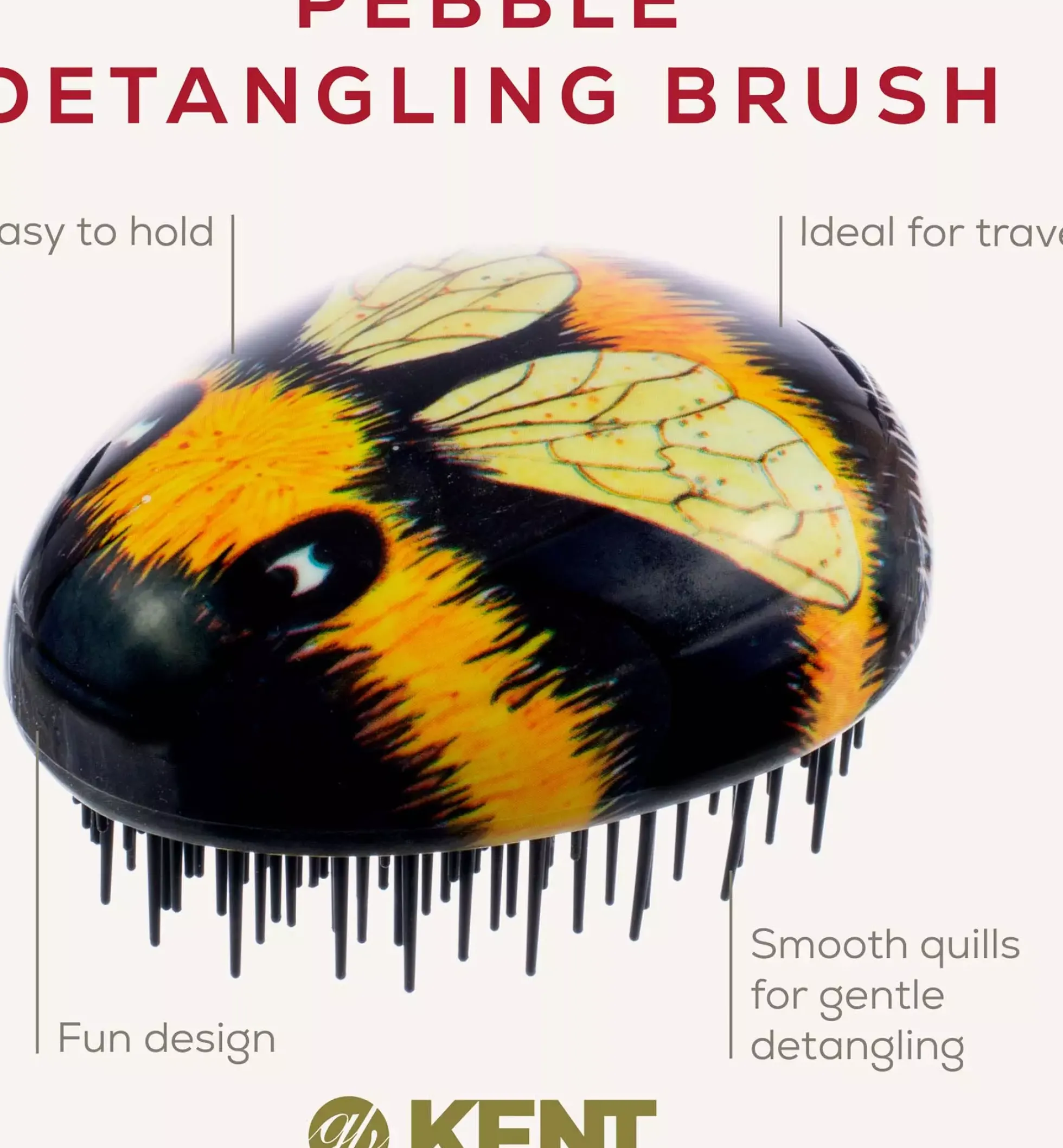 Kent Brushes Pebble Detangling Brush Bumble Bee – mini utredningsborste