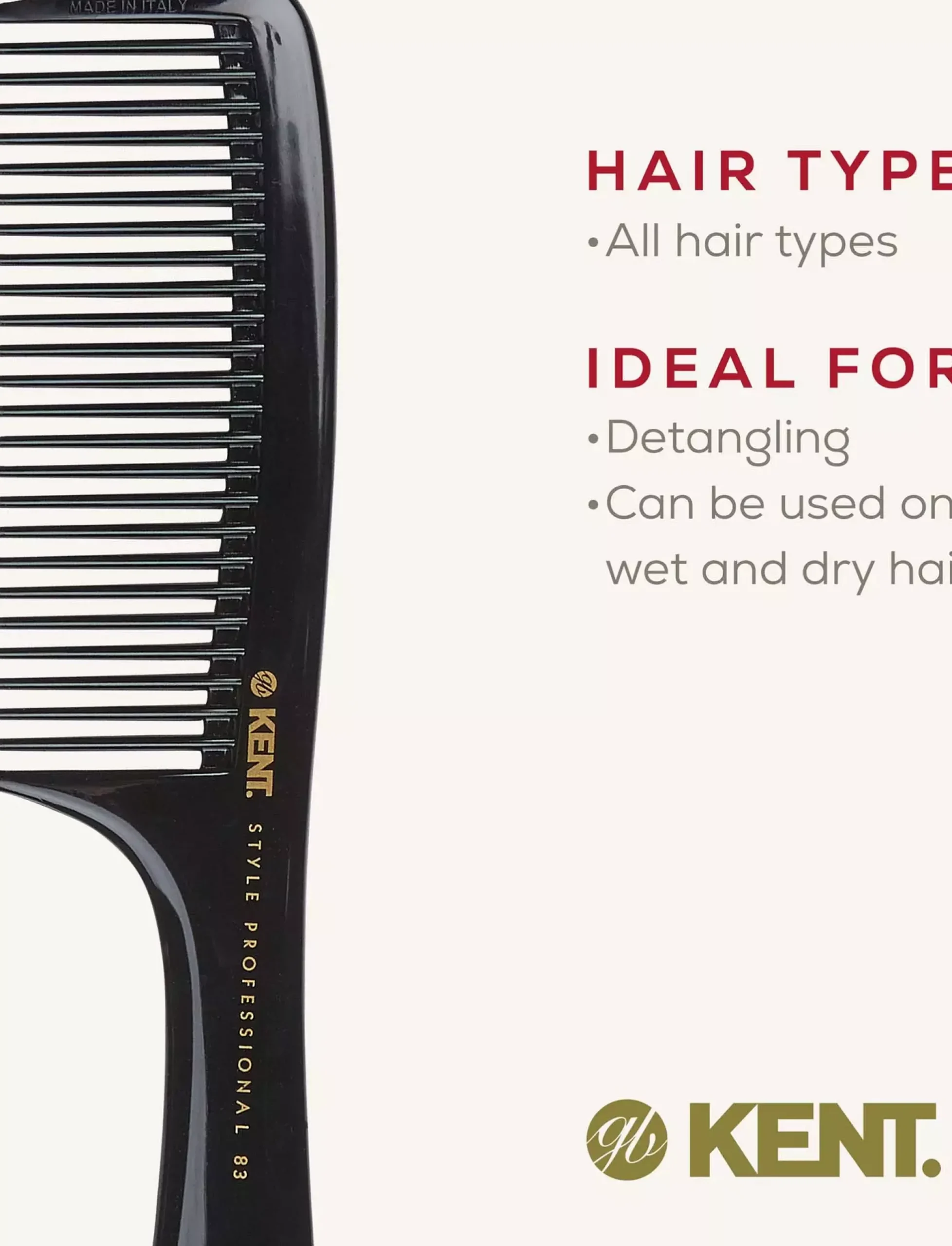 Kent Brushes Style Professional Rake Comb Frisörkam