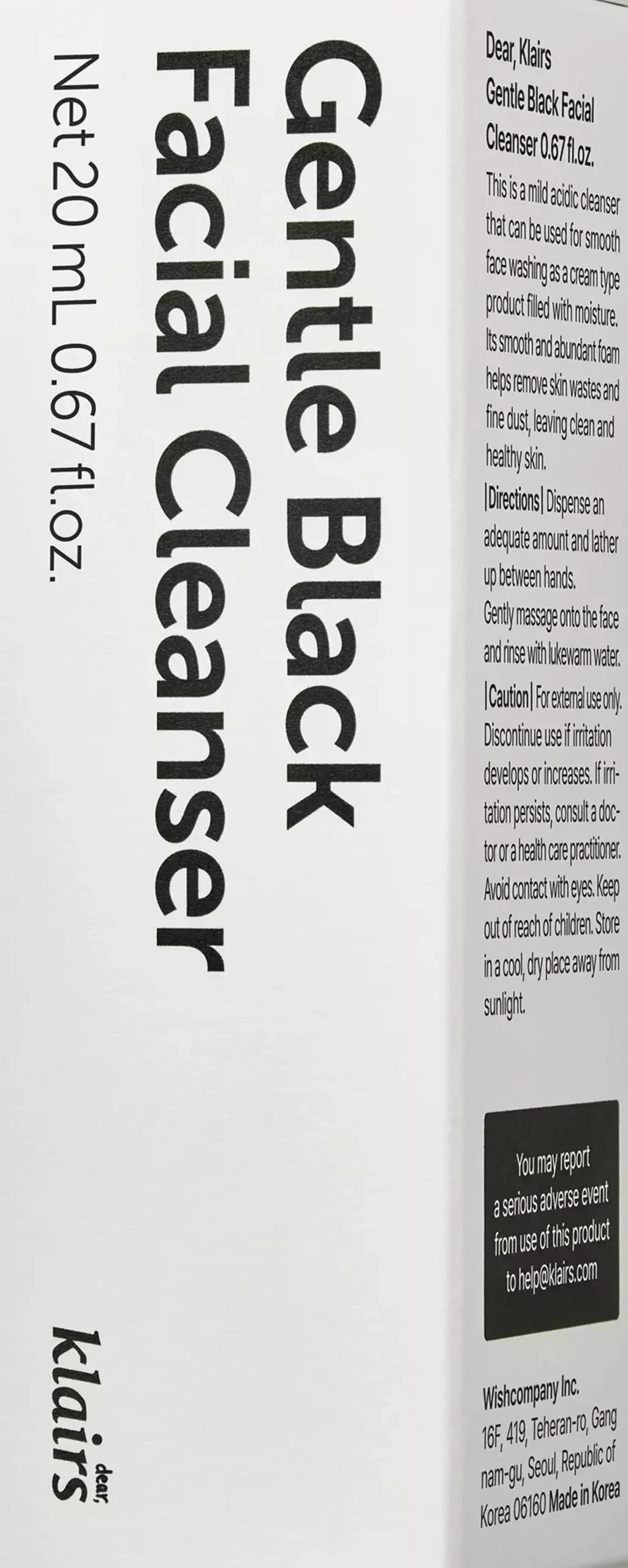 KlairsGentle Black Facial Cleanser 140 ml