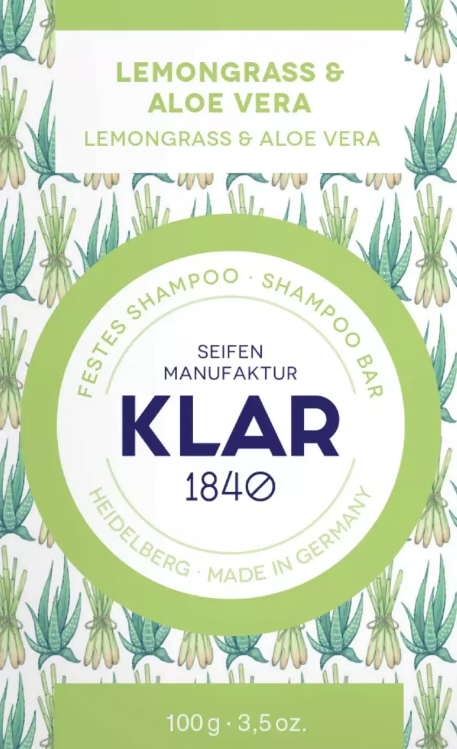 Klar Seifen Lemongrass & Aloe Vera Shampoo Bar 100 g
