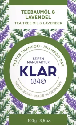 Klar Seifen Tea Tree Oil & Lavender Shampoo Bar 100 g