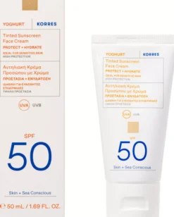 Korres Yoghurt Tinted Sunscreen Face Cream SPF 50 50 ml